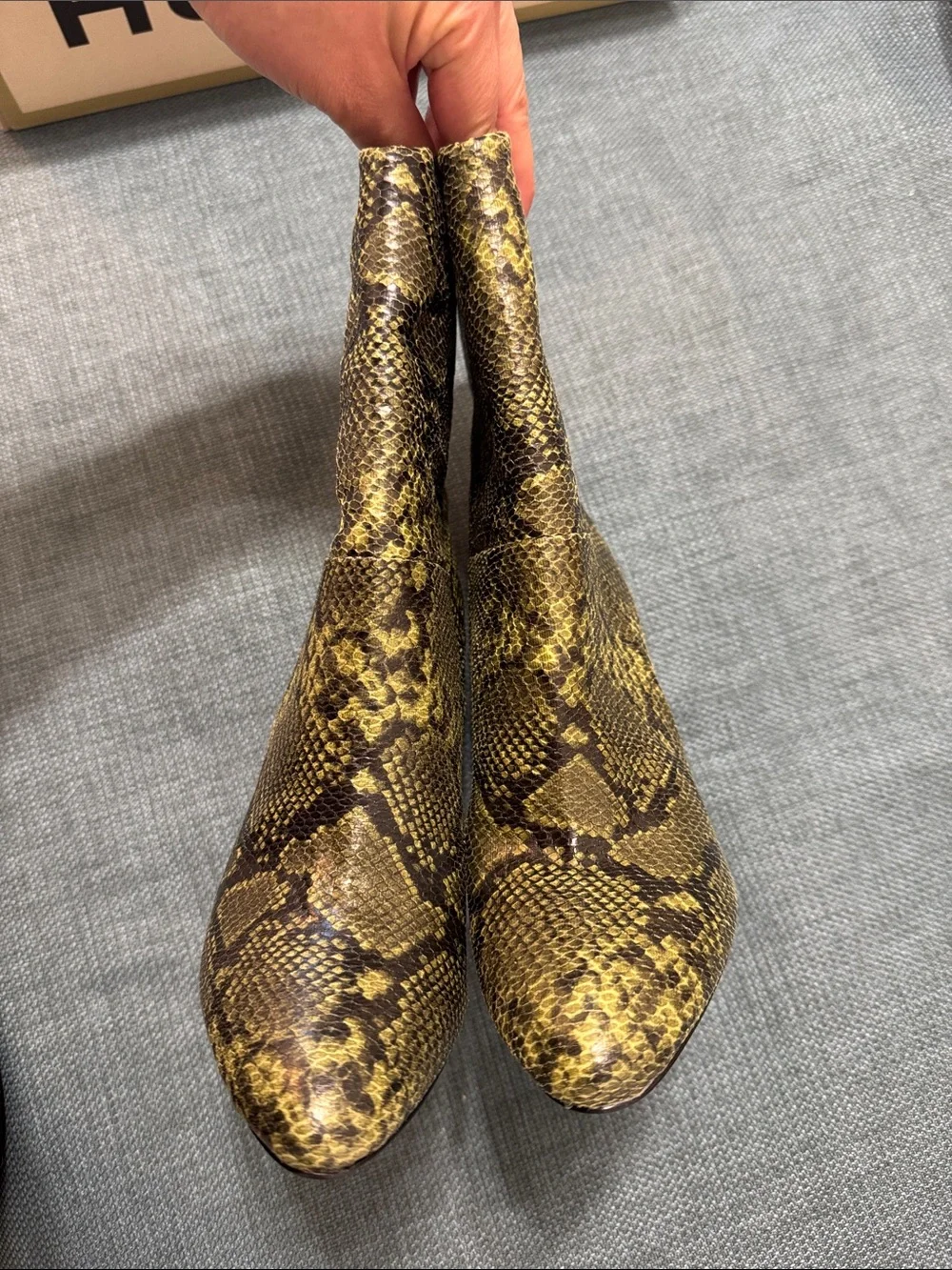 LPA Booties Snake-Print Women's Size 6 Green High-Heel Ankle Boots *like New*